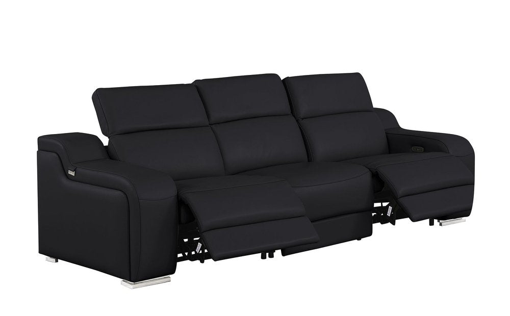 Three Piece Black Leather Six Person Seating Set