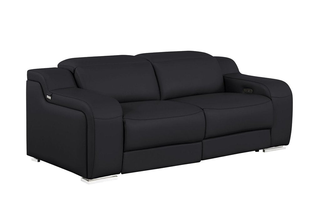 Three Piece Black Leather Six Person Seating Set