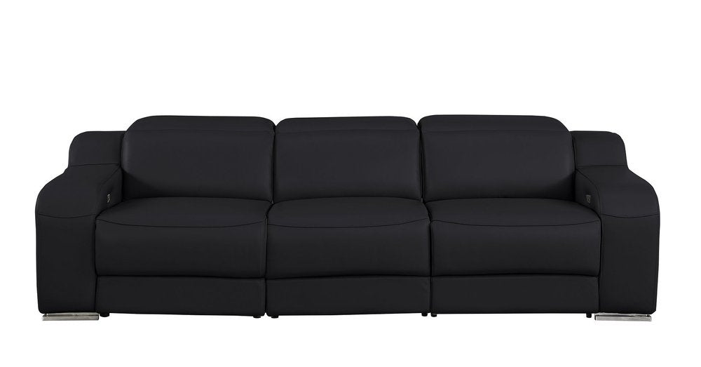 Three Piece Black Leather Six Person Seating Set