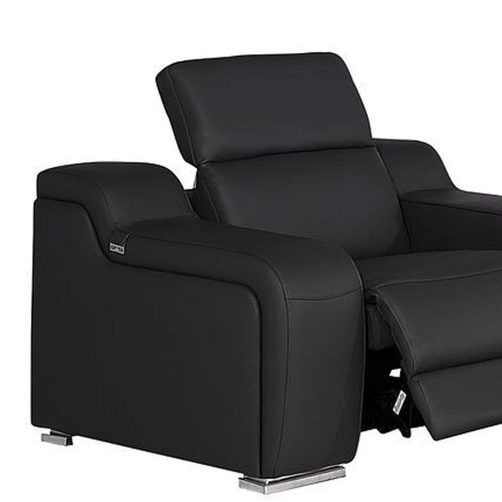 Three Piece Black Leather Six Person Seating Set