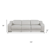 Two Piece Light Gray Leather Five Person Seating Set