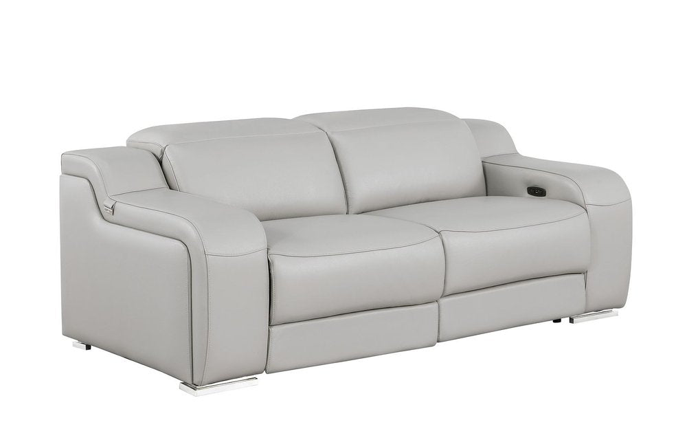 Two Piece Light Gray Leather Five Person Seating Set