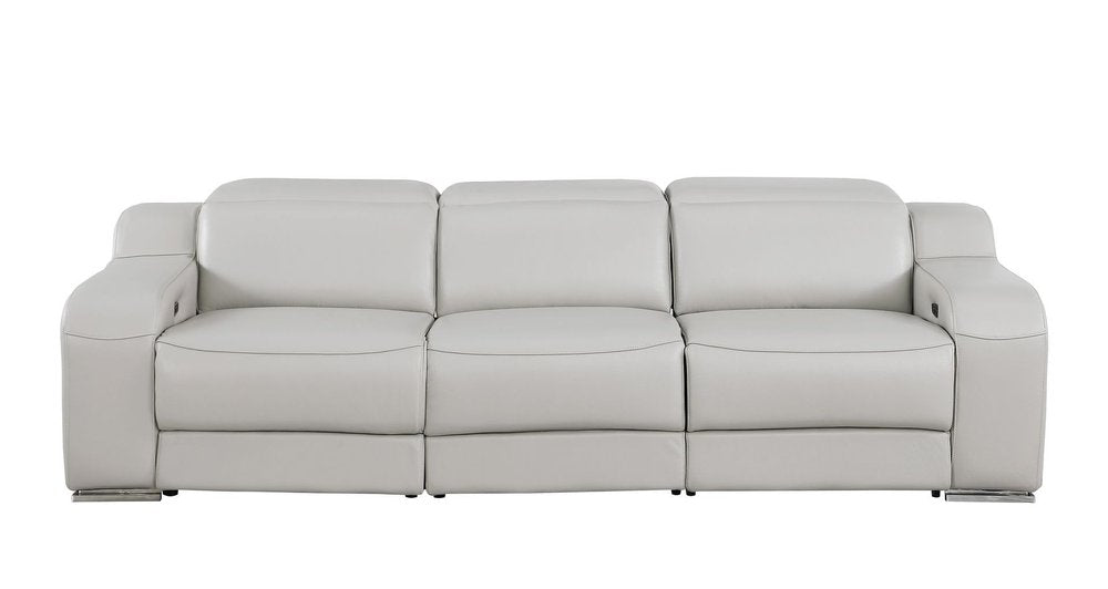 Two Piece Light Gray Leather Five Person Seating Set