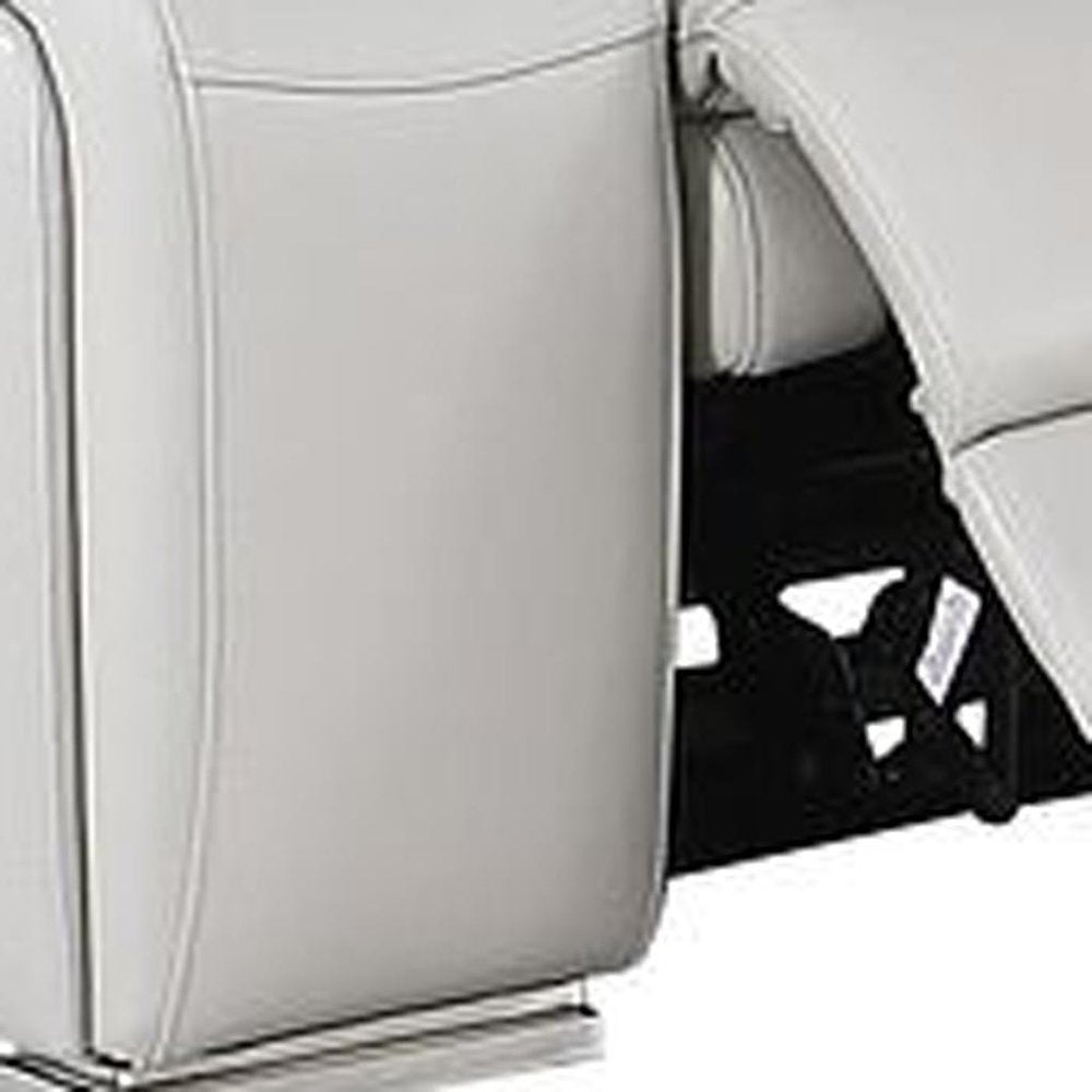 Two Piece Light Gray Leather Five Person Seating Set