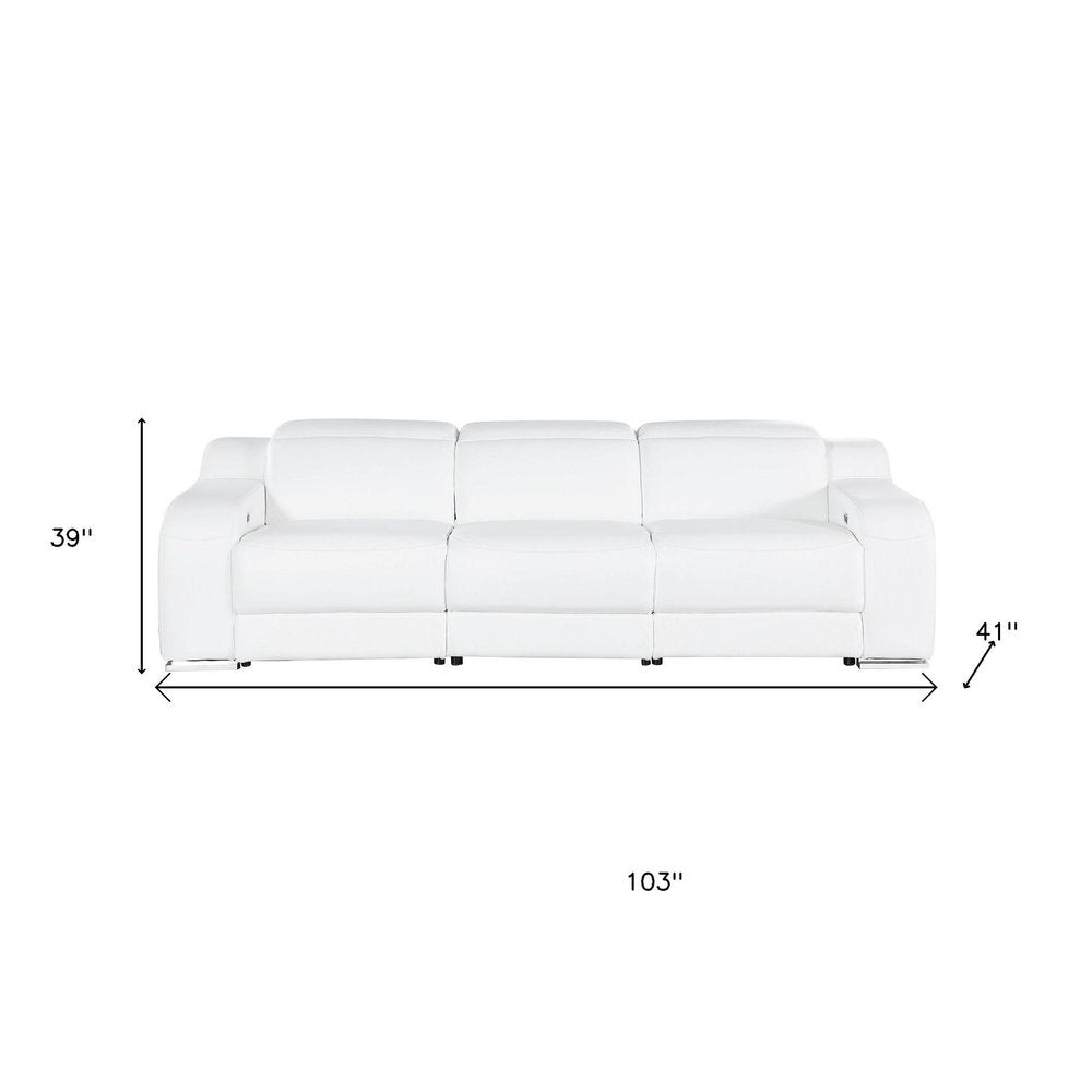 Two Piece White Leather Five Person Seating Set