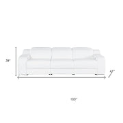 Two Piece White Leather Five Person Seating Set