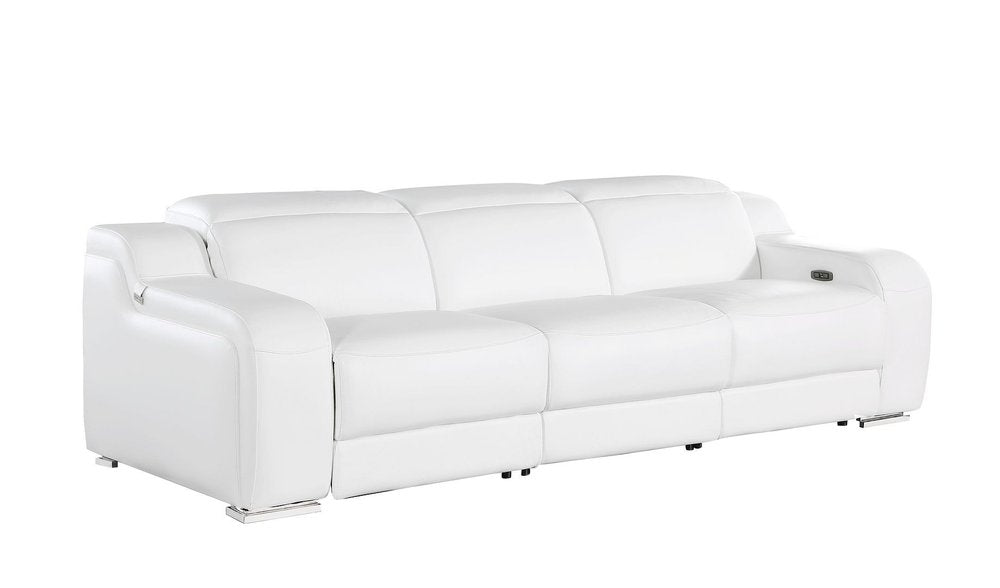 Two Piece White Leather Five Person Seating Set