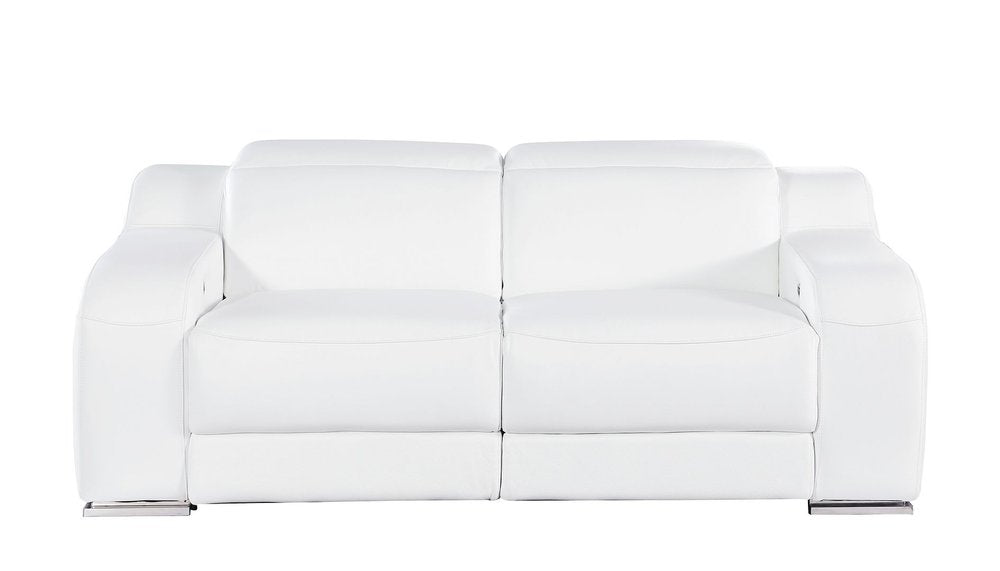 Two Piece White Leather Five Person Seating Set