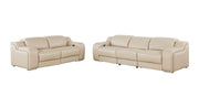 Two Piece Beige Leather Four Person Seating Set