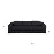 Two Piece Black Leather Five Person Seating Set