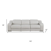 Three Piece Light Gray Leather Six Person Seating Set