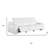 Three Piece White Leather Six Person Seating Set
