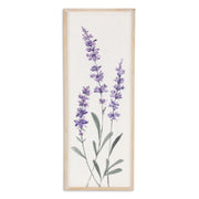 32" X 12" Natural White And Lavender Floral Wood Framed Art