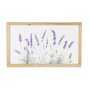 16" X 26" Natural White And Lavender Floral Wood Framed Art