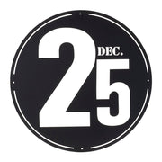 24" X 24" Black Christmas Dec 25th Iron Circle Hanging Wall Decor