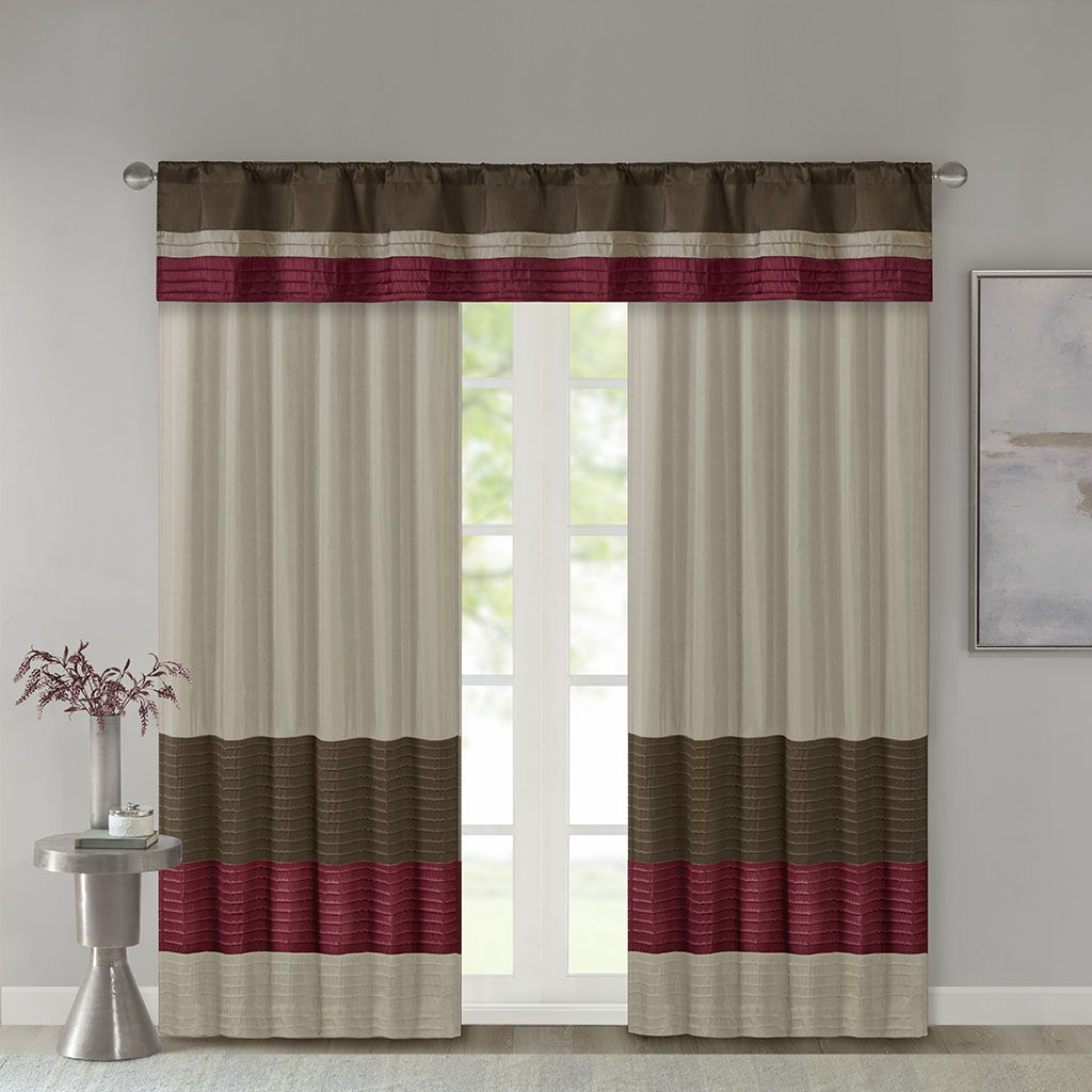 Amherst - Polyoni Pintuck Window Valance - Red