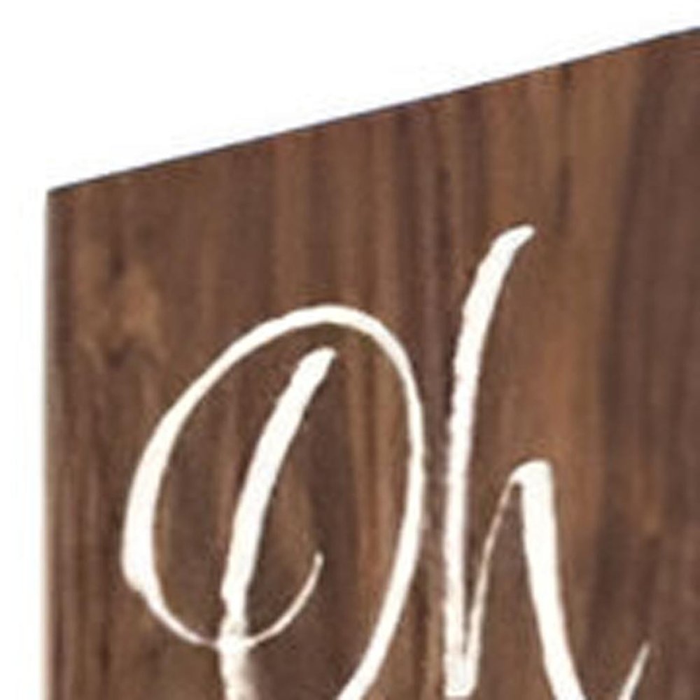 72" Brown And White Solid Wood Hello Porch Sign