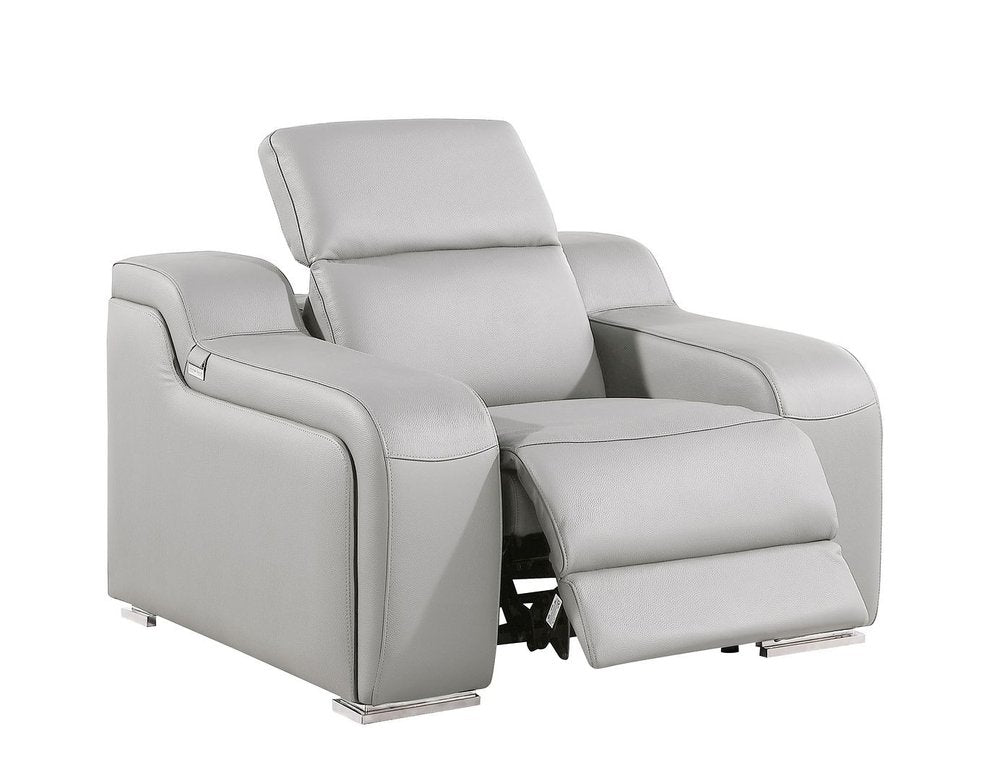 41" Chestnut Italian Leather Wall Hugger Recliner With USB