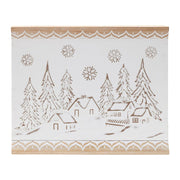 16" X 19" Natural And White Winter Village Christmas Trees Hanging Wall Decor