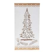 19" X 10" Natural And White Wood Christmas Tree Hanging Wall Decor