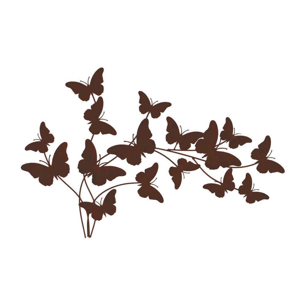 18" X 29" Brown Metal Butterflies Hanging Dimensional Sculpture