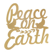 16" X 14" Gold Metal Peace On Earth Metal Text Wall Decor