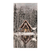 18" X 10" Brown And White Wood Winter Lodge On The Lake Hanging Wall Decor