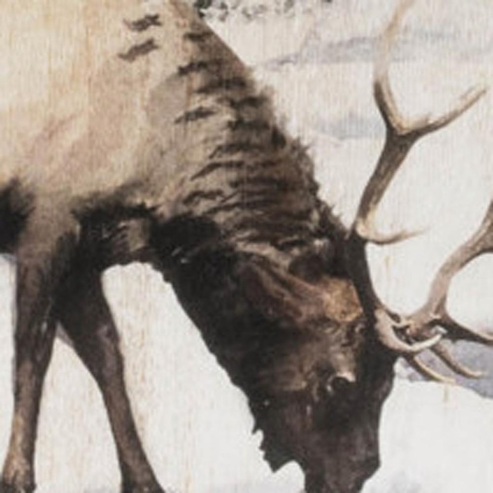 14" X 19" Brown And White Wood Winter Reindeer Lodge Hanging Wall Decor