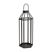 32" Black Geometric Metal Floor Lantern Candle Holder
