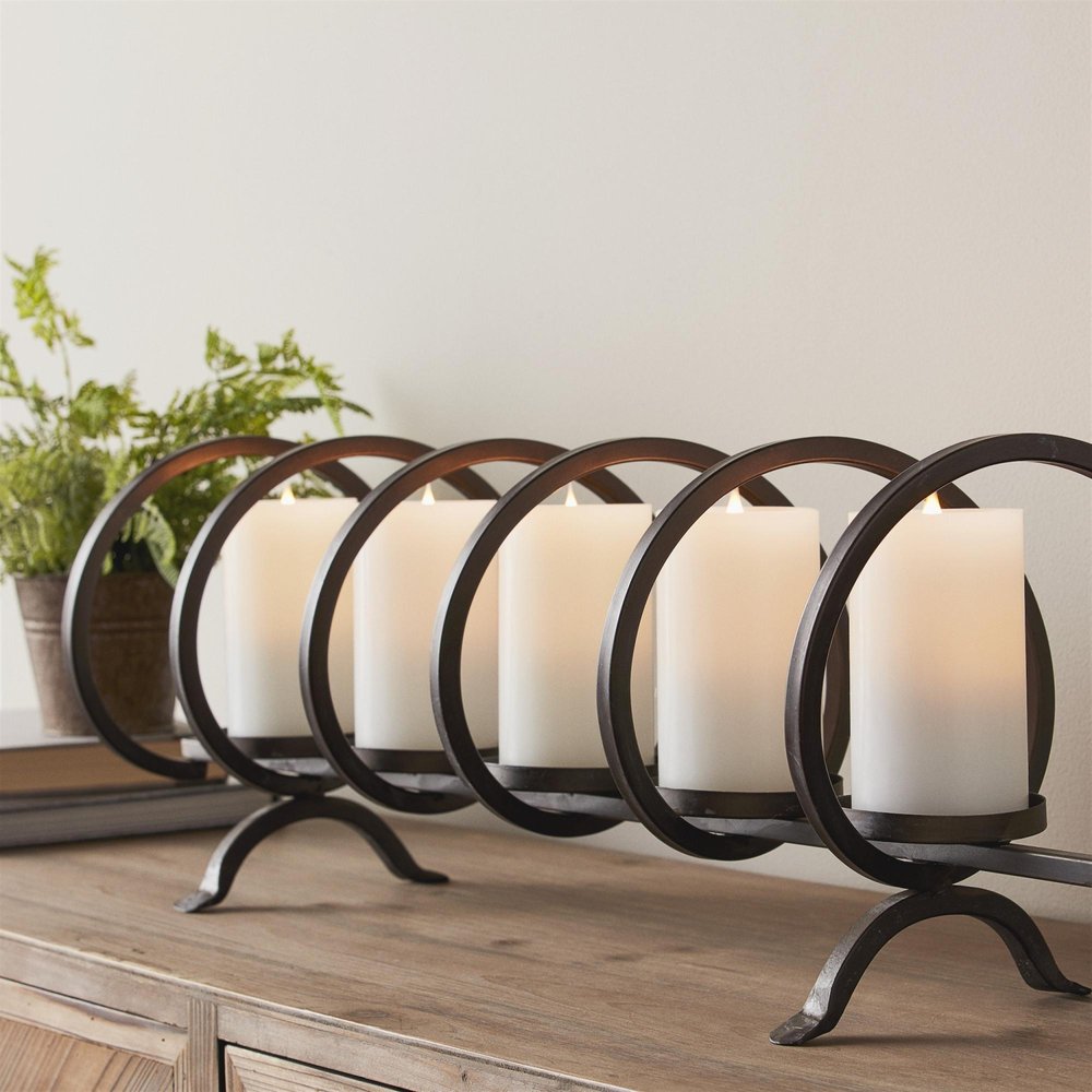 10" Black Metal Centerpiece Candelabra Candle Holder