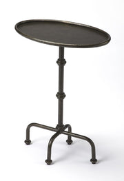 26" Gray Aluminum Oval Pedestal End Table