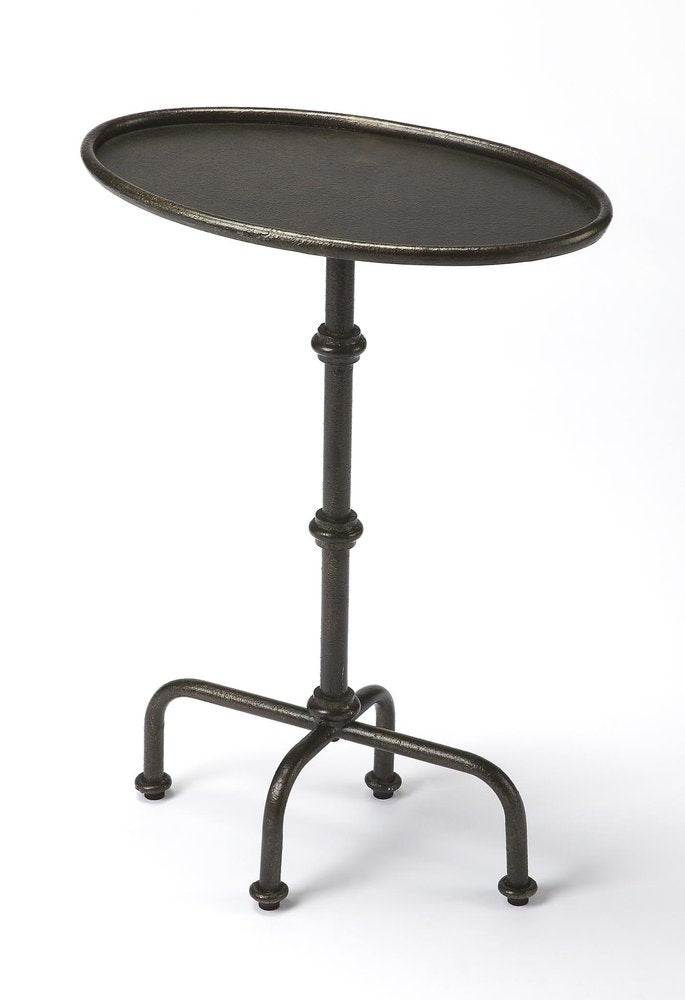 26" Gray Aluminum Oval Pedestal End Table