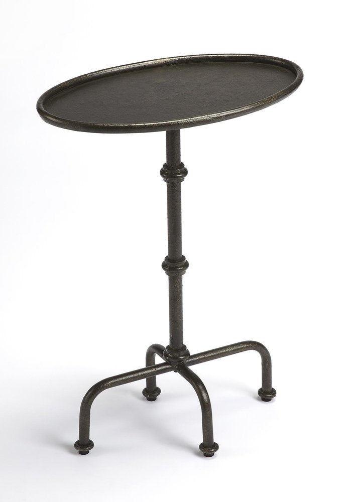 26" Gray Aluminum Oval Pedestal End Table