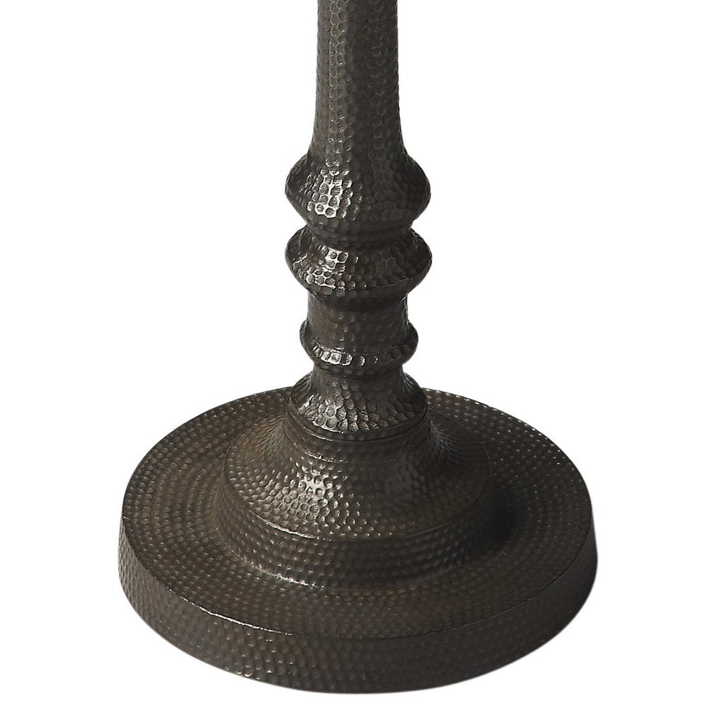 24" Bronze Metal Round Pedestal End Table