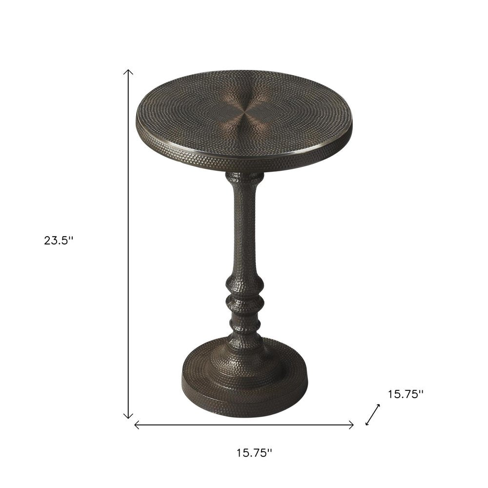 24" Bronze Metal Round Pedestal End Table