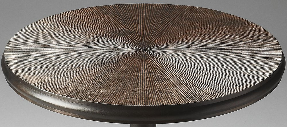 22" Bronze Metal Round Pedestal End Table
