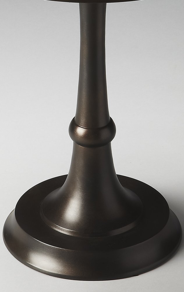 22" Bronze Metal Round Pedestal End Table