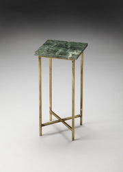 21" Green and Gold Marble Drink Size Square End Table