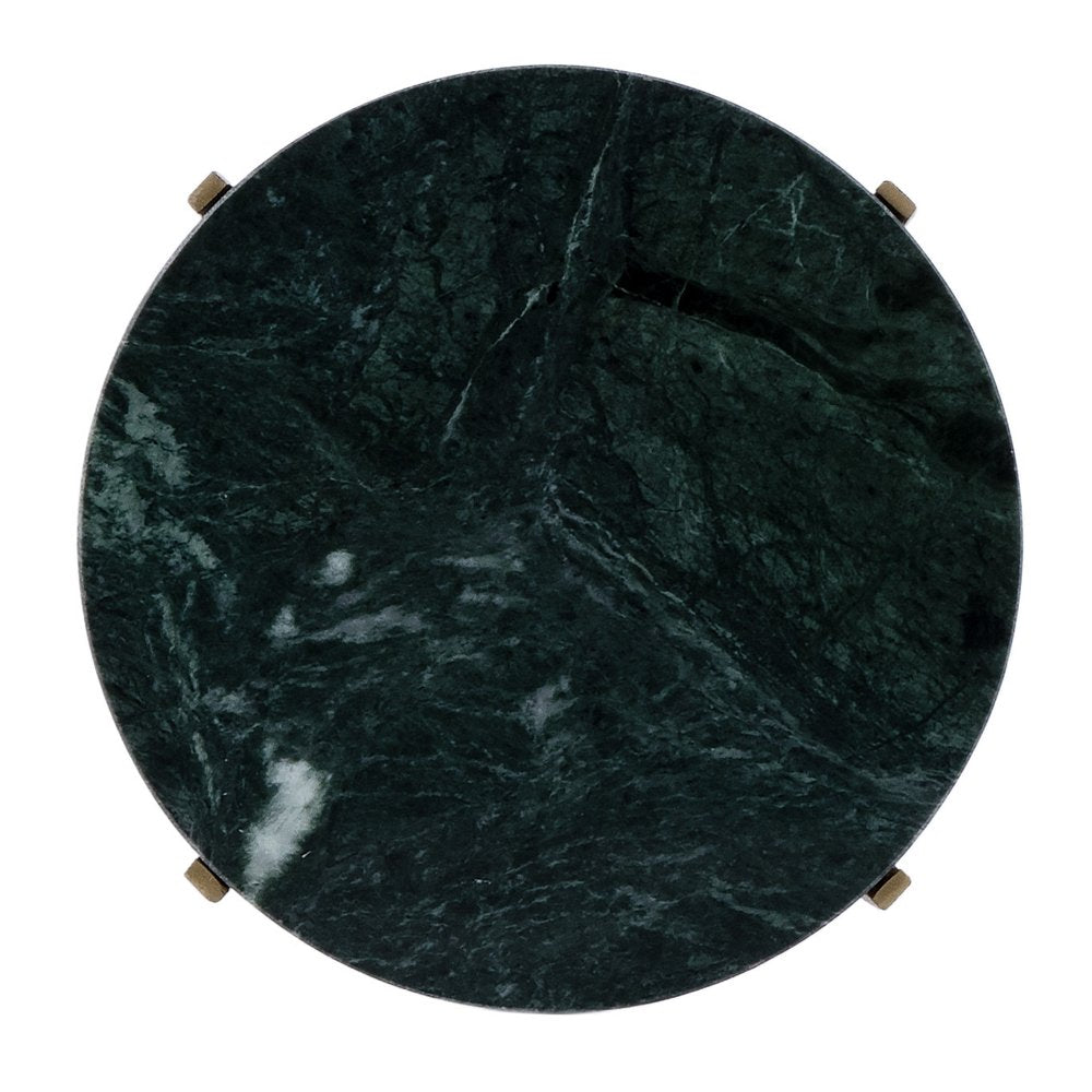 21" Green and Gold Marble and Iron Drink Size Round End Table