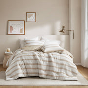 Merritt - Full/Queen Yarn-Dyed Striped Comforter - Taupe