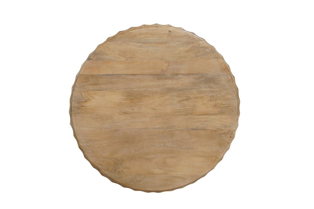 36" Brown Solid Wood Round Drum Coffee Table