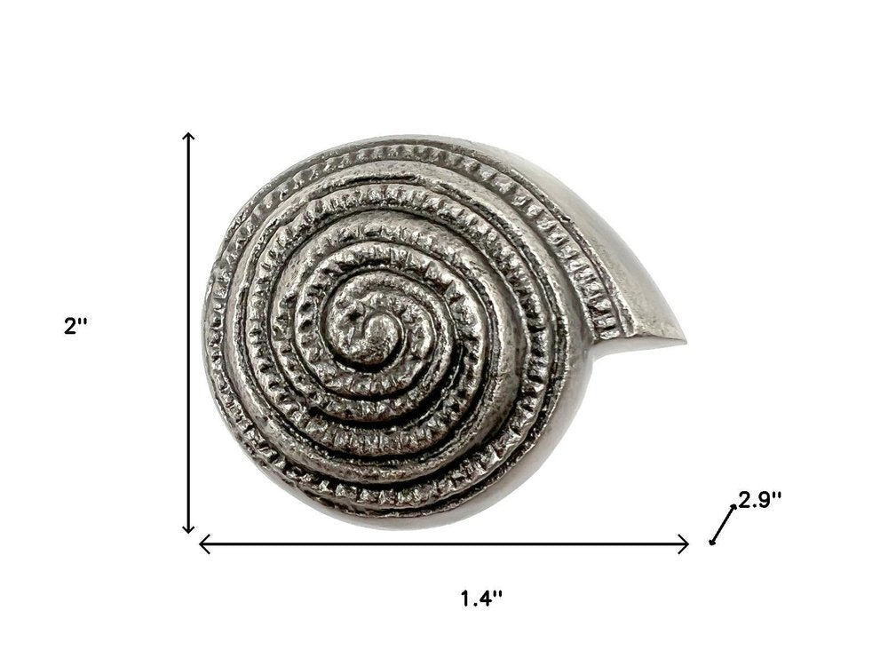 Set of Six Silver Novelty Knob Seashell Cast Aluminum Drawer Pull Knobs