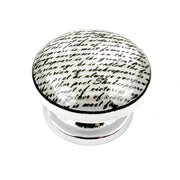Set of Six White Poetic Script Ceramic Drawer Pull Knobs