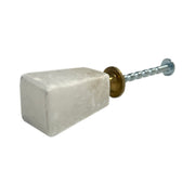 Set of Six White Cylindrical Knob Stone Drawer Pull Knobs