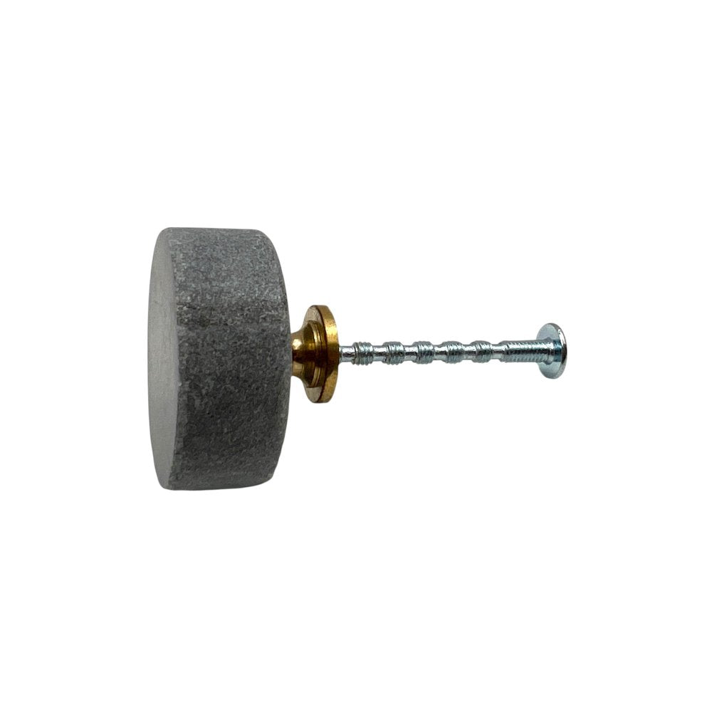 Set of Six Gray Disc Knob Stone Drawer Pull Knobs