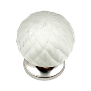 Set of Six White Glass Drawer Pull Knobs