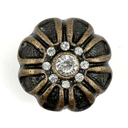 Set of Six Black And Gold Scalloped Knob Iron Drawer Pull Knobs