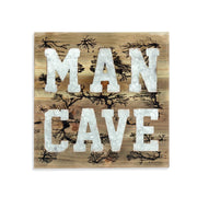 16" X 16" Brown And Gray Man Cave Wood And Metal Wall Decor