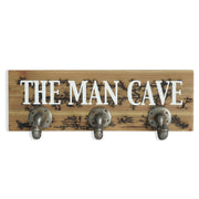12" X 27" Natural Silver And White Man Cave Metal And Wood Wall Decor With Hooks