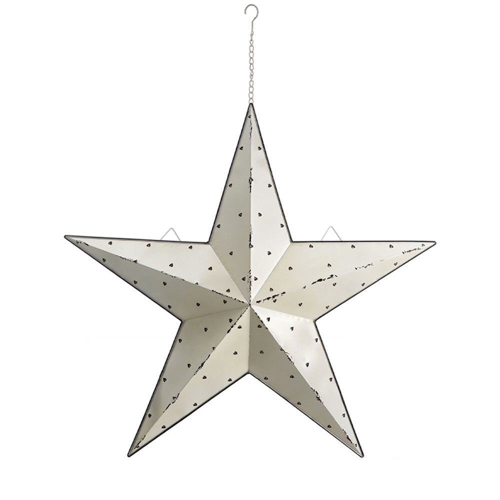 35" X 37" White Galvanized Metal Star Hanging Wall Decor